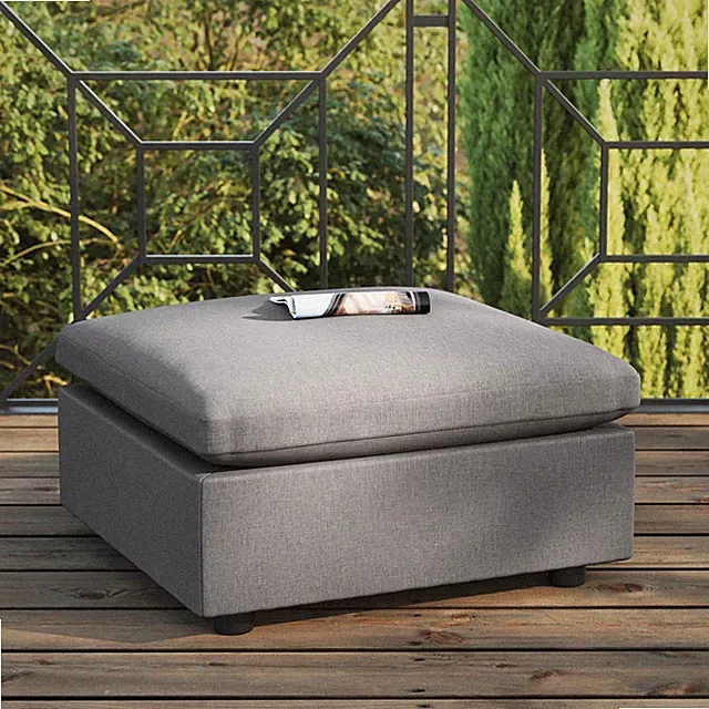 Modway Commix Outdoor Patio Overstuffed Sectional Sofa Ottoman in Charcoal
