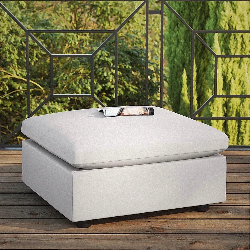 Modway Commix Outdoor Patio Overstuffed Sectional Sofa Ottoman in White