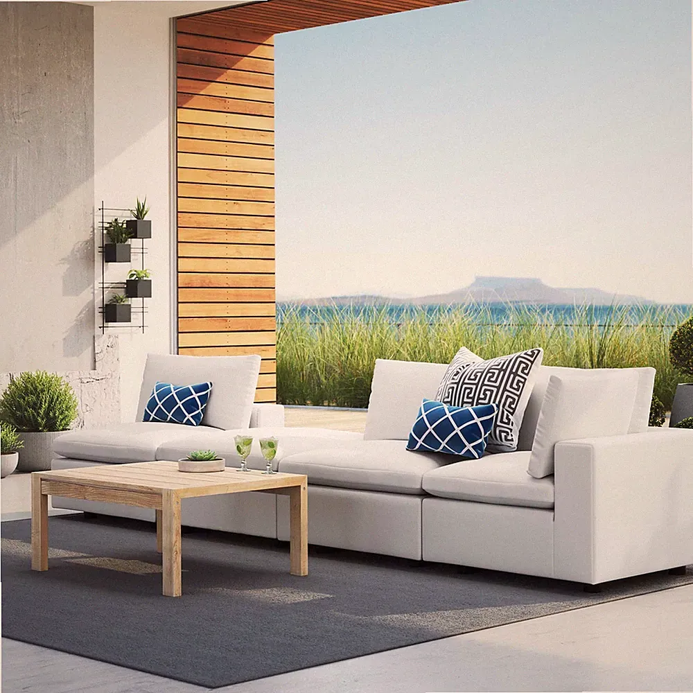 Modway Commix Outdoor Patio Sunbrella® 4-Piece Sectional Sofa in White