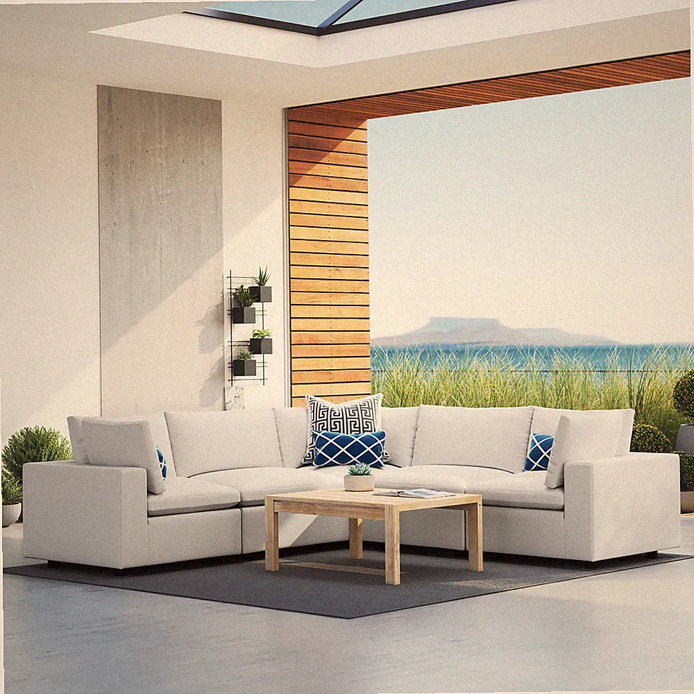 Modway Commix Outdoor Patio Sunbrella® 5-Piece Sectional Sofa in White