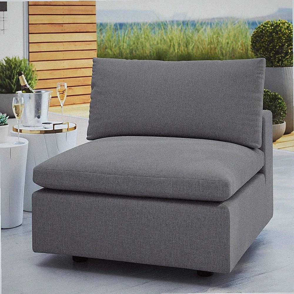 Modway Commix Outdoor Patio Sunbrella® Sectional Sofa Armless Chair in Gray