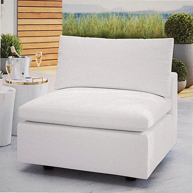 Modway Commix Outdoor Patio Sunbrella® Sectional Sofa Armless Chair in White