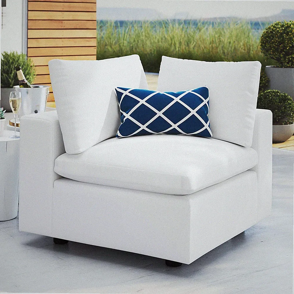 Modway Commix Outdoor Patio Sunbrella® Sectional Sofa Corner Chair in White