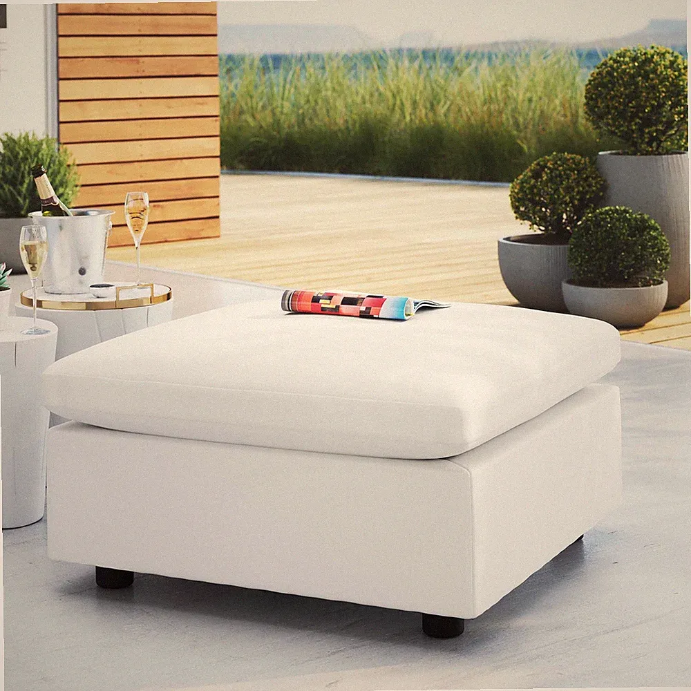 Modway Commix Outdoor Patio Sunbrella® Sectional Sofa Ottoman in White