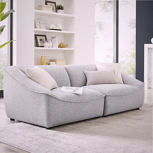 Modway Compromise Fabric Upholstered 2-Piece Loveseat in Light Gray