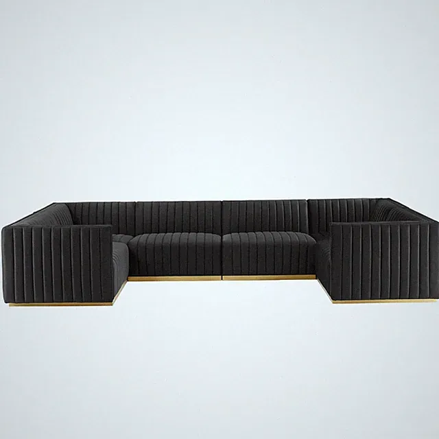Modway Conjure 6-Piece U-Shaped Velvet & Stainless Steel Sectional - Gold/Black