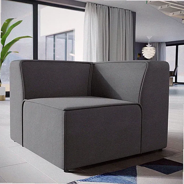 Modway Contemporary Modern Upholstered Fabric Sectional Sofa Corner Seat in Gray