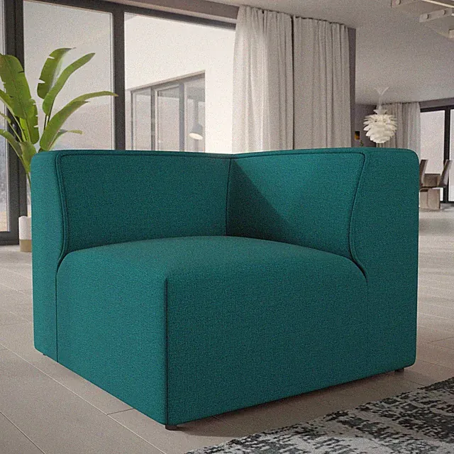 Modway Contemporary Modern Upholstered Fabric Sectional Sofa Corner Seat in Teal