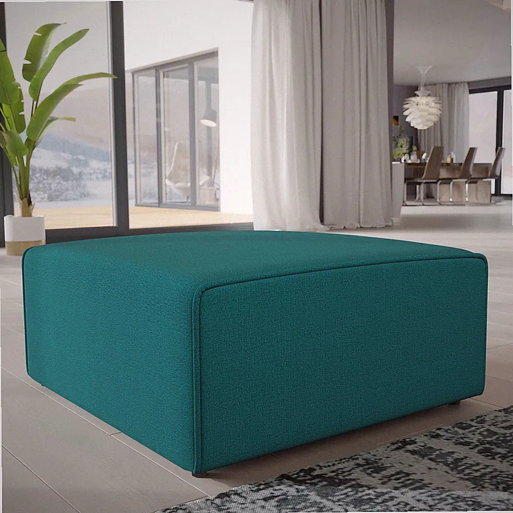 Modway Contemporary Modern Upholstered Fabric Sectional Sofa Ottoman in Teal