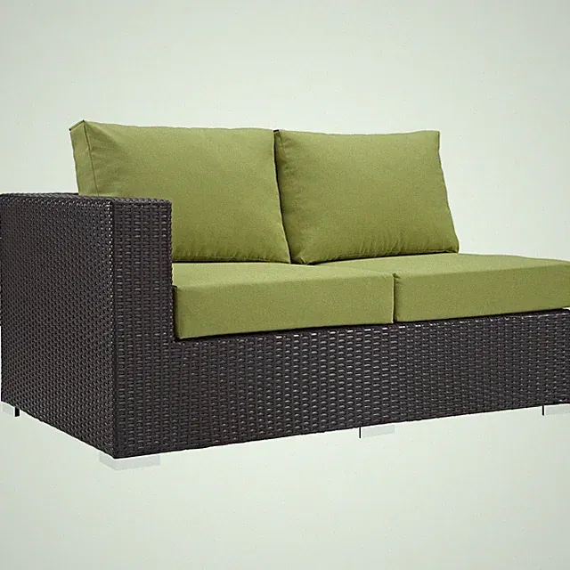 Modway Convene Patio Left Arm Loveseat in Espresso and Peridot