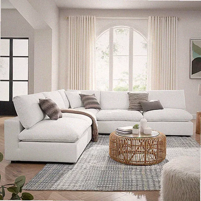 Modway Down Filled Overstuffed 5-Piece Armless Sectional Sofa