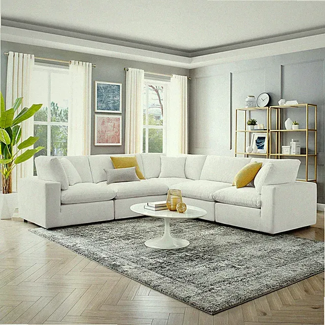 Modway Down Filled Overstuffed Performance Velvet 5-Piece Sectional Sofa