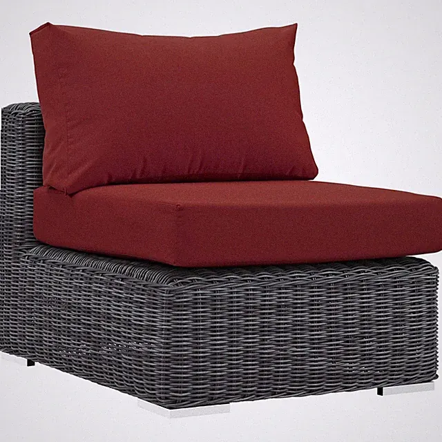 Modway Eei-1868-Gry-Red Summon Wicker Rattan Outdoor Patio Sunbrella Fabric