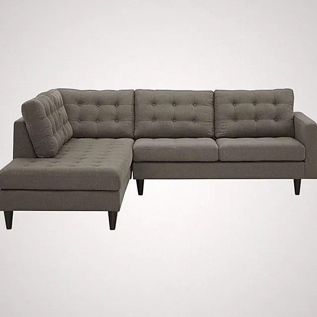 Modway Empress 2-Piece Fabric Upholstered Left-Facing Sectional in Granite Gray