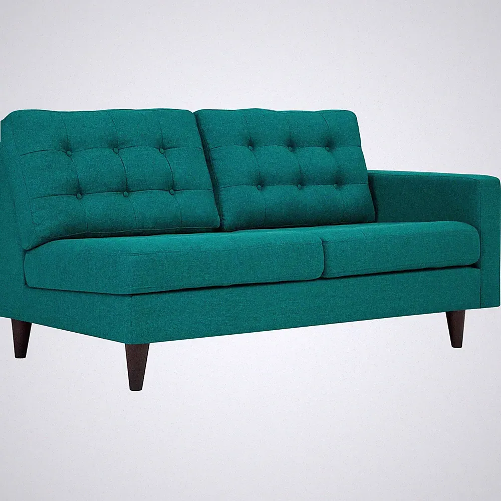 Modway Empress Mid-Century Modern Upholstered Fabric Right-Arm Loveseat in Teal