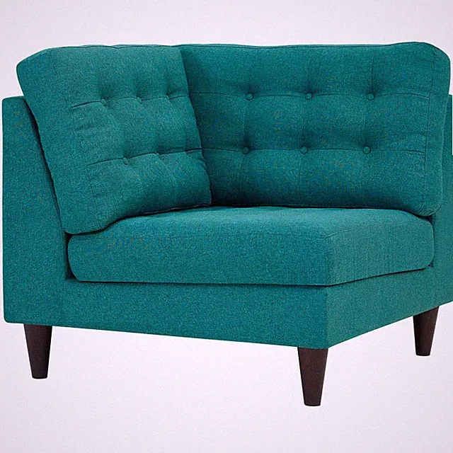 Modway Empress Upholstered Fabric Corner Sofa in Teal
