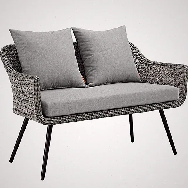 Modway Endeavor Aluminum & Fabric Outdoor Patio Loveseat in Gray
