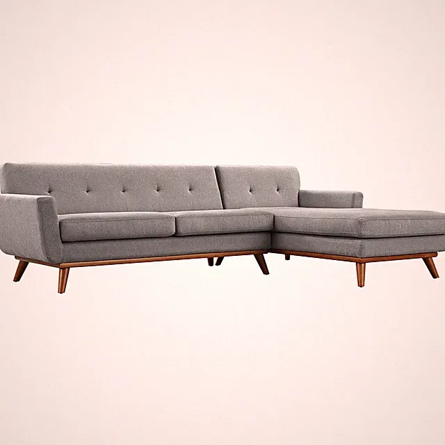 Modway Engage Right-Facing Upholstered Fabric Sectional Sofa in Expectation Gray