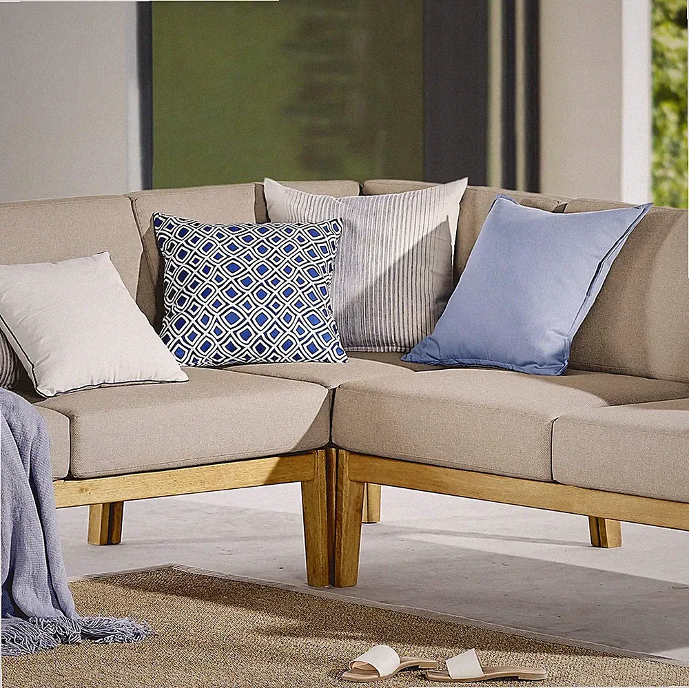 Modway Eucalyptus Wood Sectional Sofa Corner Chair