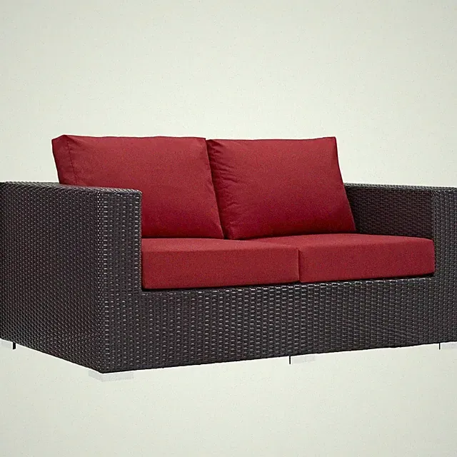 Modway Furniture Convene Outdoor Patio Loveseat, Espresso Red - EEI-1907-EXP-RED