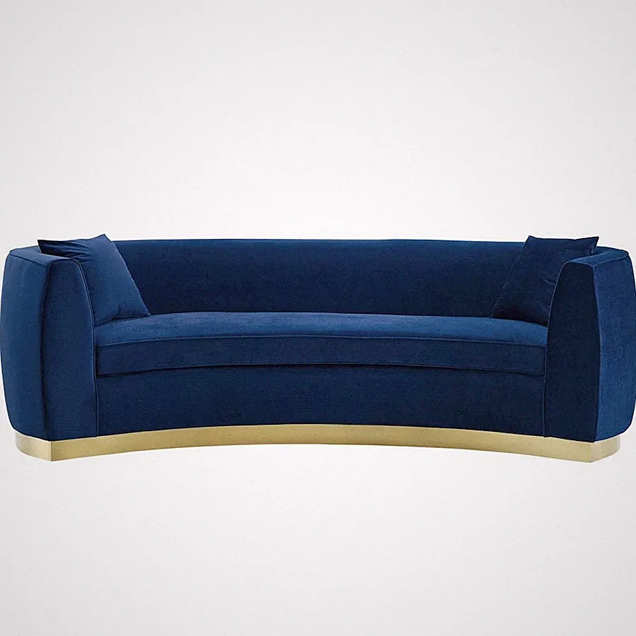 Modway Furniture Resolute Curved Performance Velvet Sofa in Navy -EEI-3408-NAV