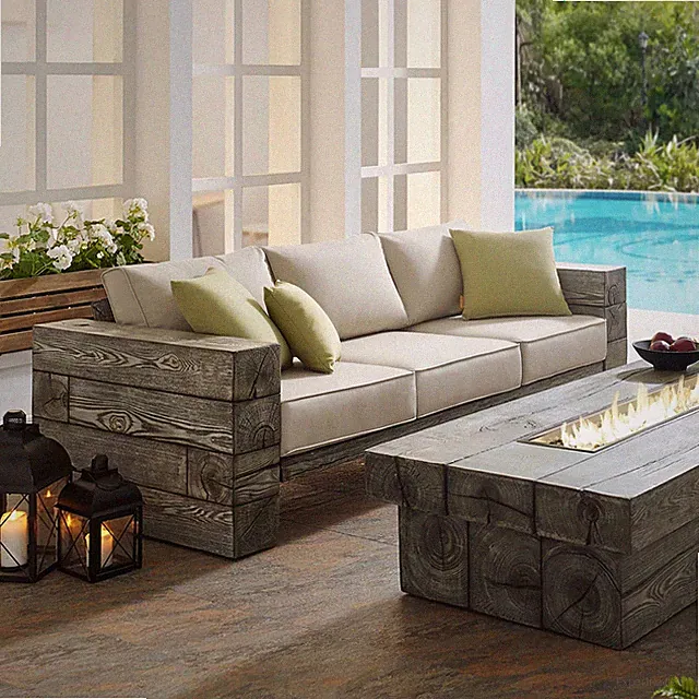Modway Manteo Outdoor Patio Sofa With Light Gray Beige Sunbrella? Cushions