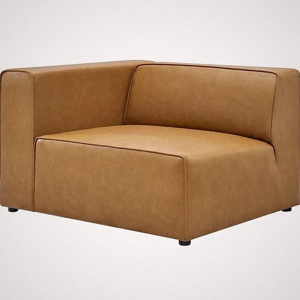 Modway Mingle 2-Seat Faux Leather Sectional Sofa Loveseat in Tan