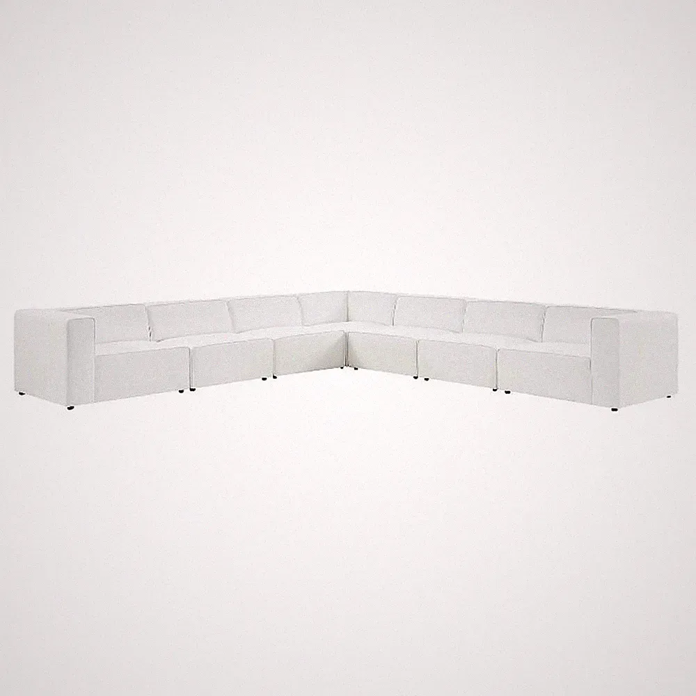 Modway Mingle 7-Piece Modern Faux Leather Sectional Sofa in White