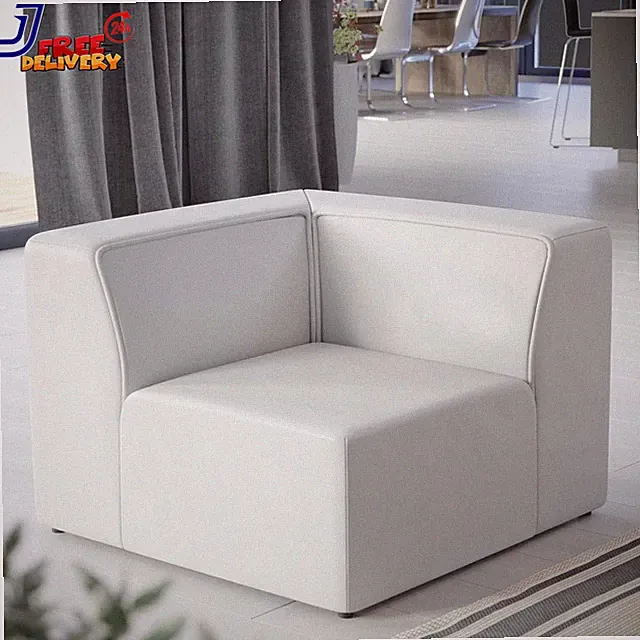 Modway Mingle Modern Faux Leather Corner Chair in White Finish US ONLY