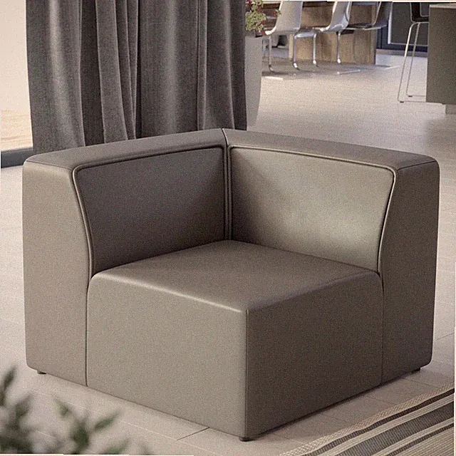Modway Mingle Vegan Leather Sectional Sofa Corner Chair in Gray