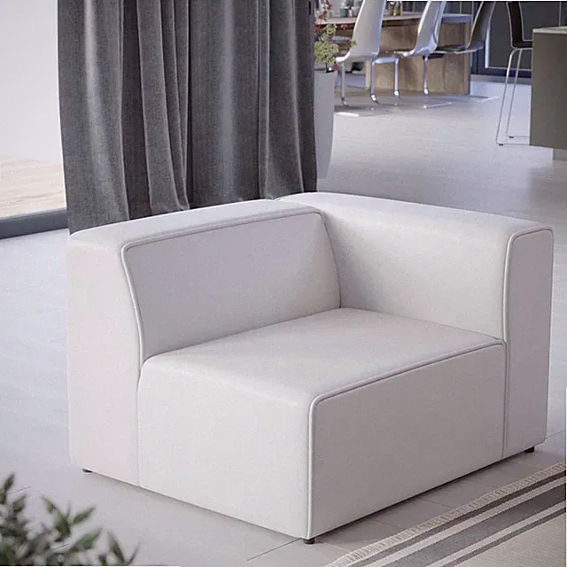 Modway Mingle Vegan Leather Sectional Sofa Right-Arm Chair in White