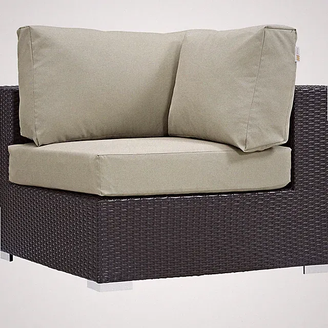 Modway Outdoor Patio Wicker Rattan Sectional Corner Seat in Espresso Beige
