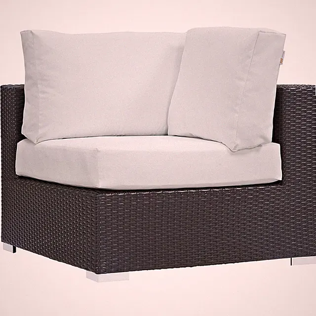 Modway Outdoor Patio Wicker Rattan Sectional Corner Seat in Espresso White
