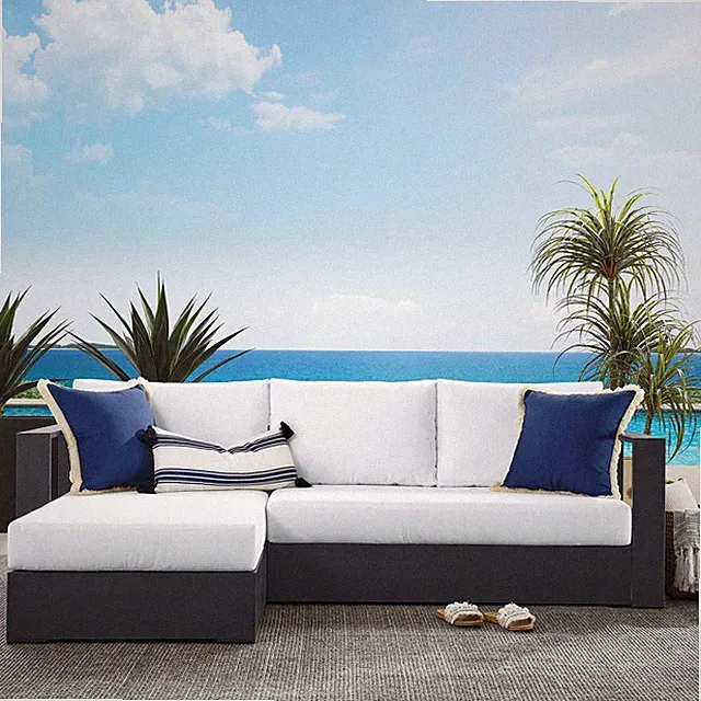 Modway Powder-Coated Aluminum 2-Piece Left-Facing Chaise Sectional Sofa Set