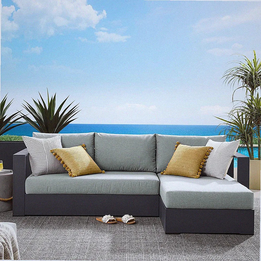 Modway Powder-Coated Aluminum 2-Piece Right-Facing Chaise Sectional Sofa Set