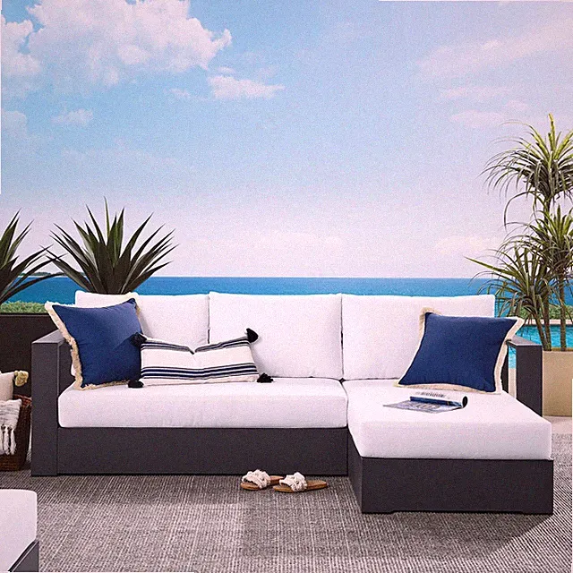 Modway Powder-Coated Aluminum 2-Piece Right-Facing Chaise Sectional Sofa Set