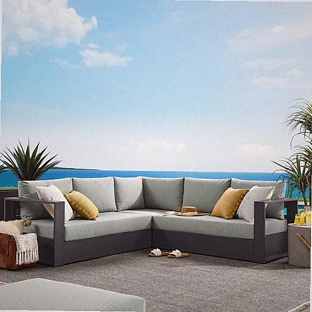 Modway Powder-Coated Aluminum 3-Piece Sectional Sofa Set