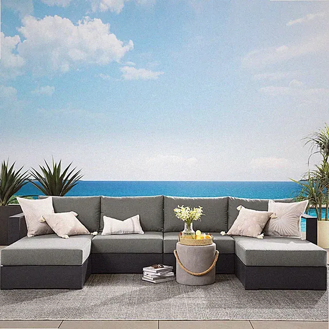Modway Powder-Coated Aluminum 4-Piece Sectional Sofa Set