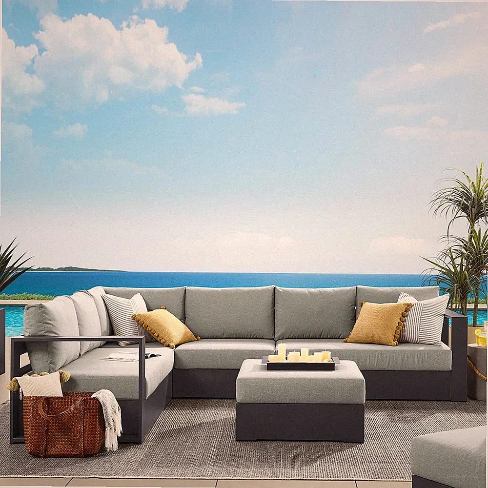 Modway Powder-Coated Aluminum 5-Piece Sectional Sofa Set