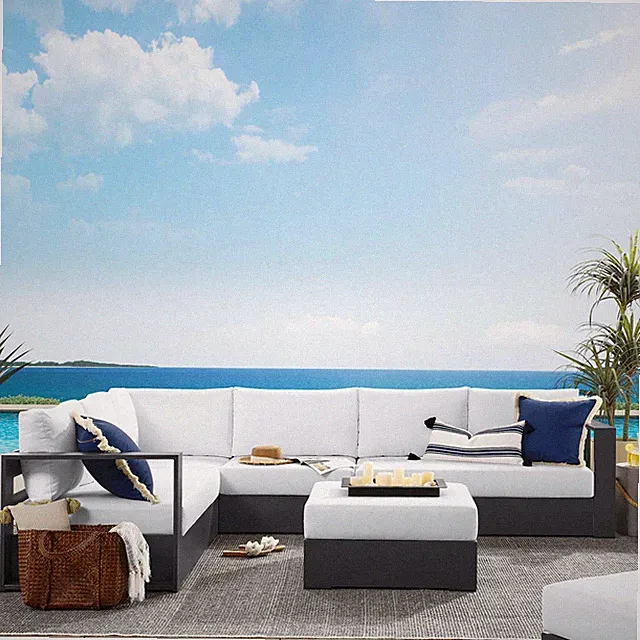 Modway Powder-Coated Aluminum 5-Piece Sectional Sofa Set