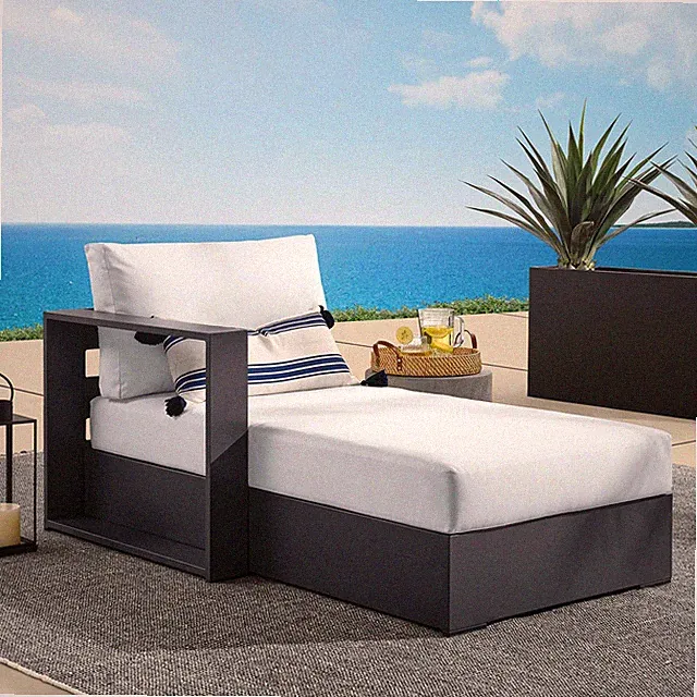 Modway Powder-Coated Aluminum Modular Left-Facing Chaise Lounge