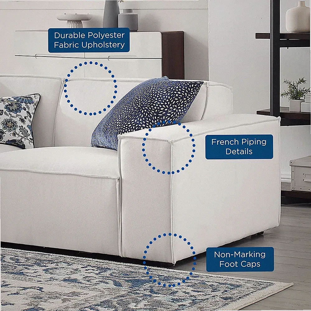 Modway Restore 8-Piece Upholstered Sectional Sofa in White