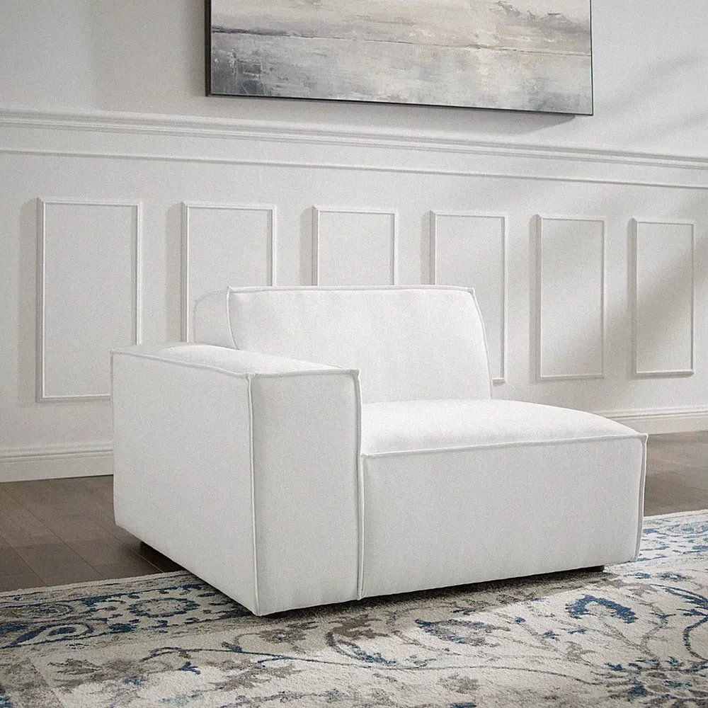 Modway Restore Upholstered Fabric Left-Arm Sectional Sofa Chair in White