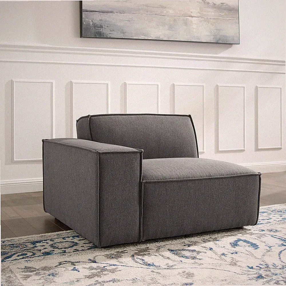 Modway Restore Upholstered Fabric Right-Arm Sectional Sofa Chair in Charcoal