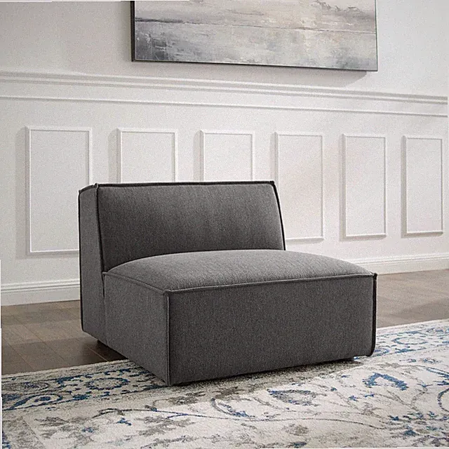 Modway Restore Upholstered Fabric Sectional Sofa Armless Chair in Charcoal