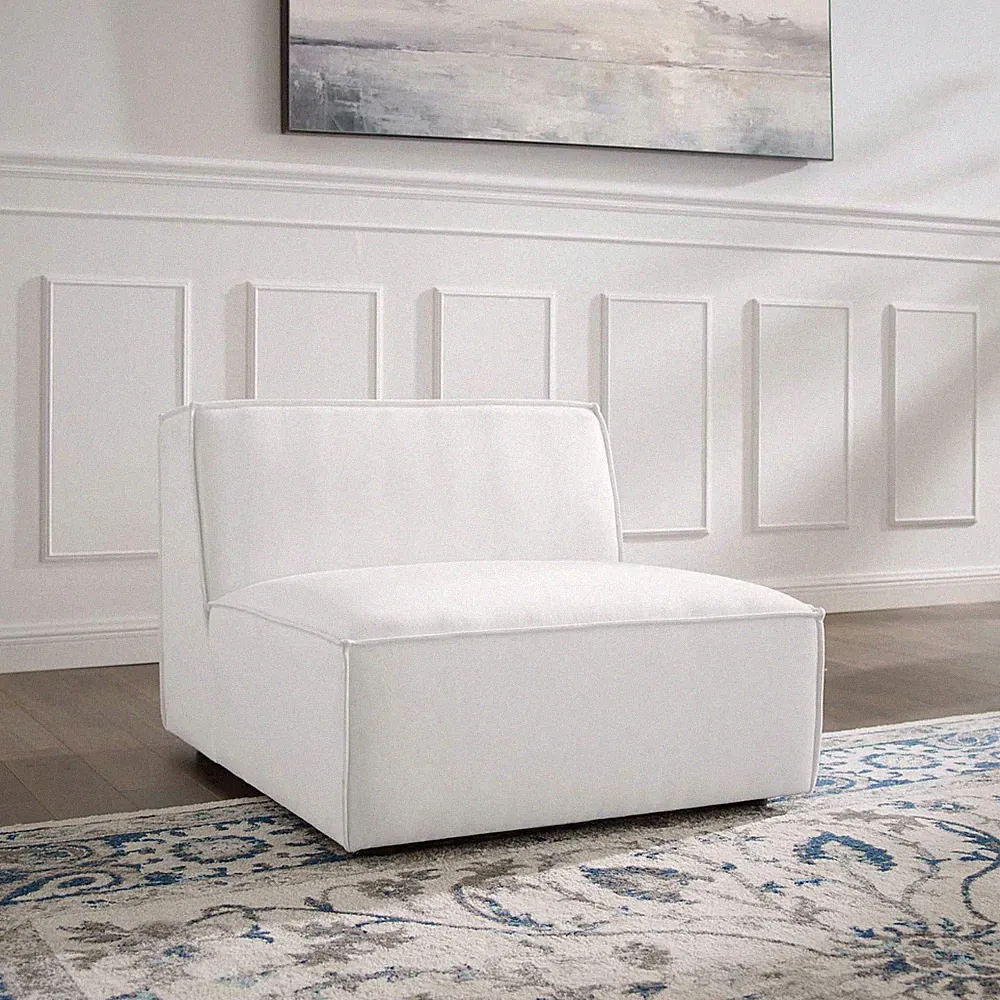 Modway Restore Upholstered Fabric Sectional Sofa Armless Chair in White