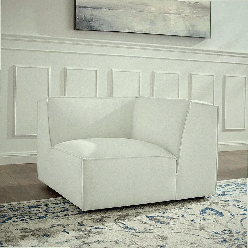 Modway Restore Upholstered Fabric Sectional Sofa Corner Chair in White