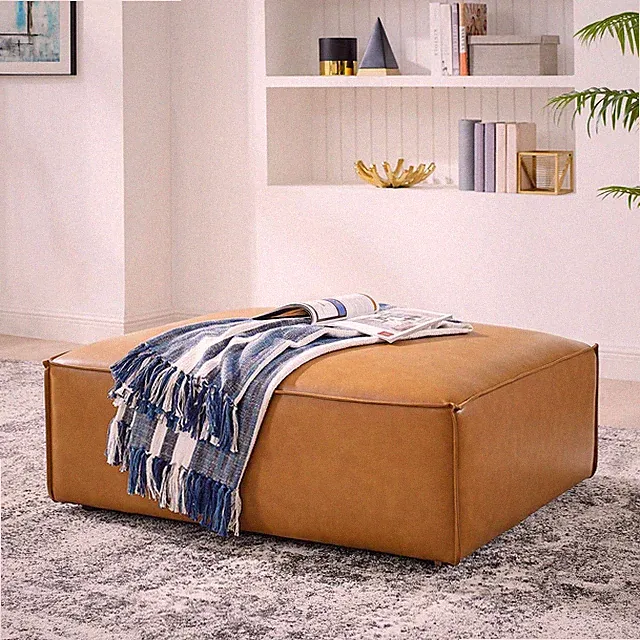 Modway Restore Vegan Leather Sectional Sofa Ottoman in Tan