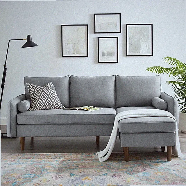 Modway Revive Upholstered Right or Left Sectional Sofa in Light Gray