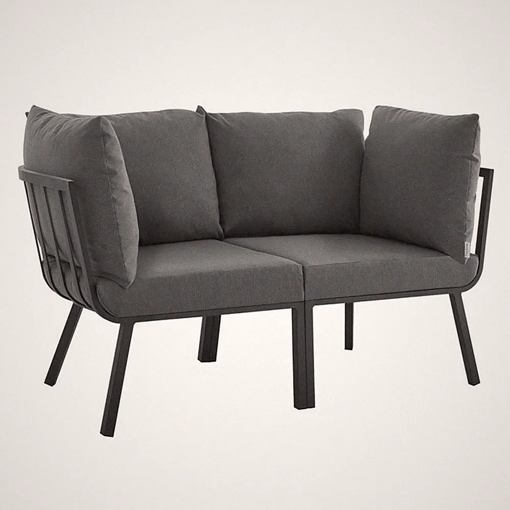 Modway Riverside 2-Piece Outdoor Aluminum Sectional Sofa Set in Gray/Charcoal